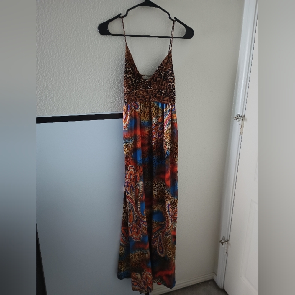 Multicolor Maxi Dress with Leopard Print